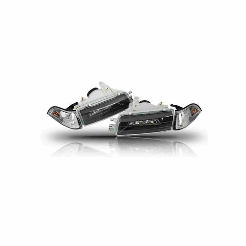 For 1988-1992 Toyota Corolla Sedan EE90-E92-AE90 Headlight Black Lamp Left+Right