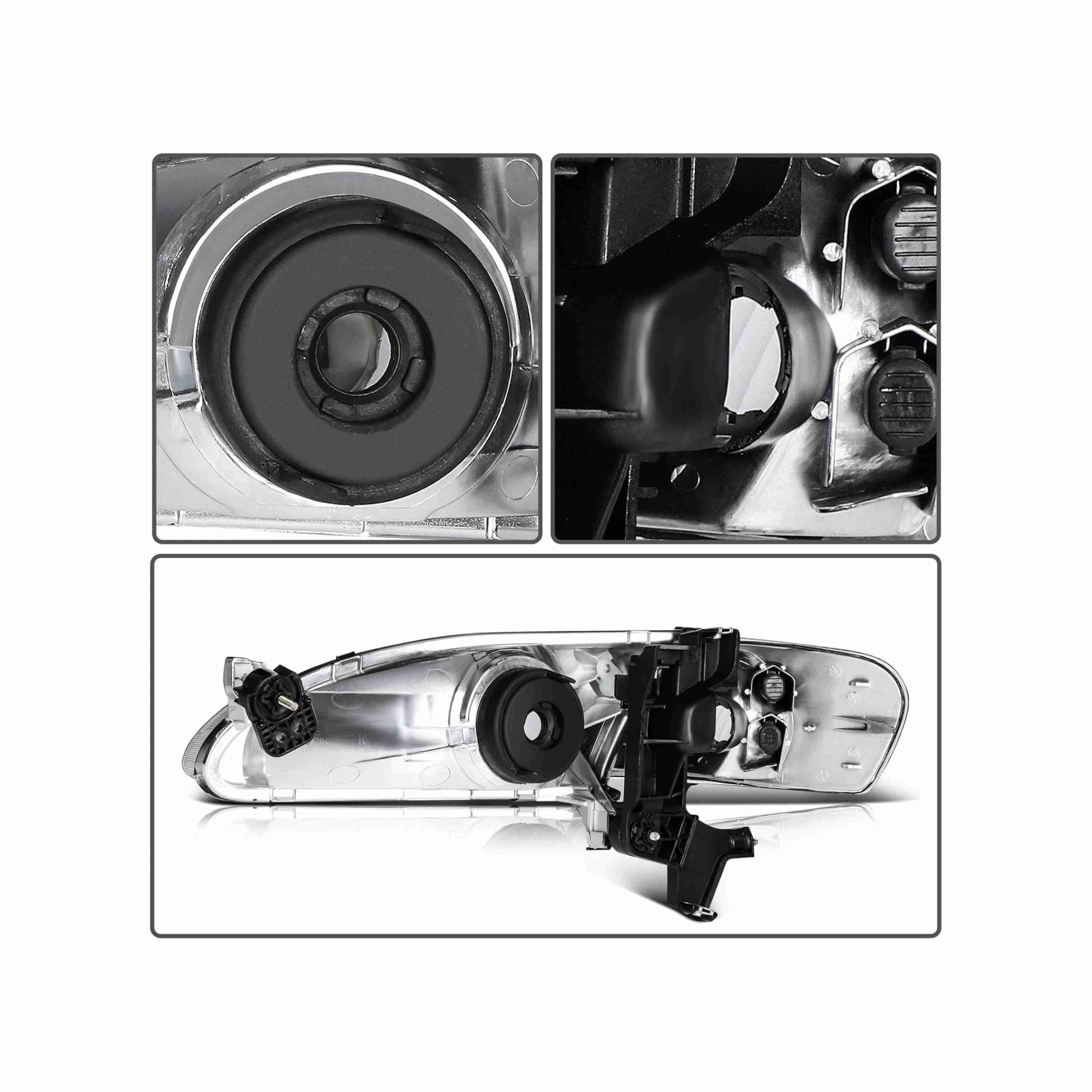 For 1998-2000 Toyota Corolla Black Housing Headlamp Clear Headlight Left+Right