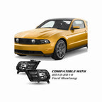 For 2010-2014 Ford Mustang Black Housing Headlight Chrome Corner Lamp Left+Right