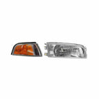 For 1997-2001 Mitsubishi Mirage Sedan Lamp Headlight+Corner Chrome Left+Right