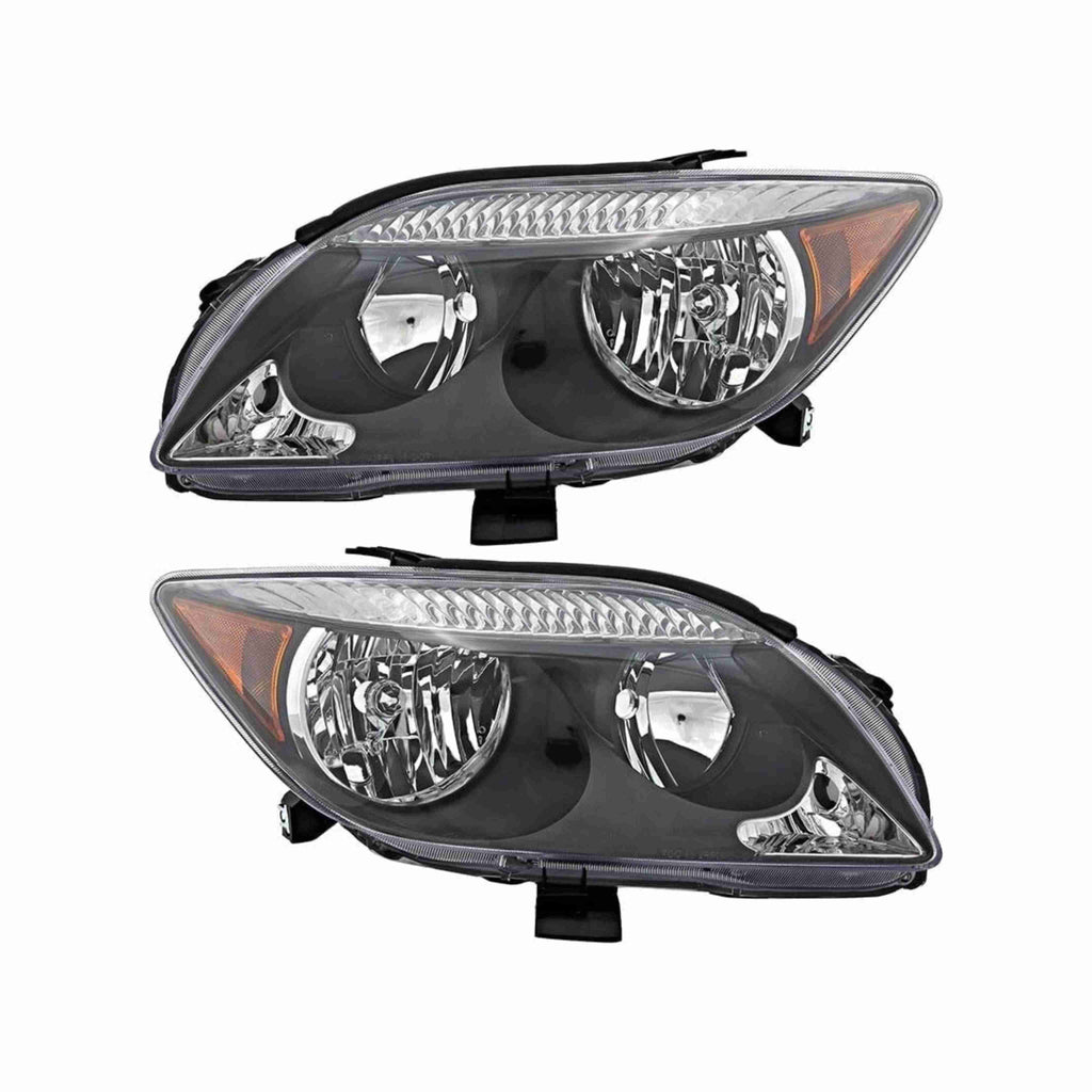For 2005-2007 Scion tC Coupe Clear Lens Headlights Black Housing Headlamps Left+Right