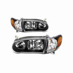 For 2001-2002 Toyota Corolla JDM Clear Lens Headlight Headlamp Housing Black+Corner Lights 4 Pc Left+Right
