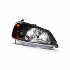 For 2001-2003 Honda Civic 2 Dr Coupe 4 Dr Sedan Clear Lens Headlights Assembly Black Housing Lamps Left+Right