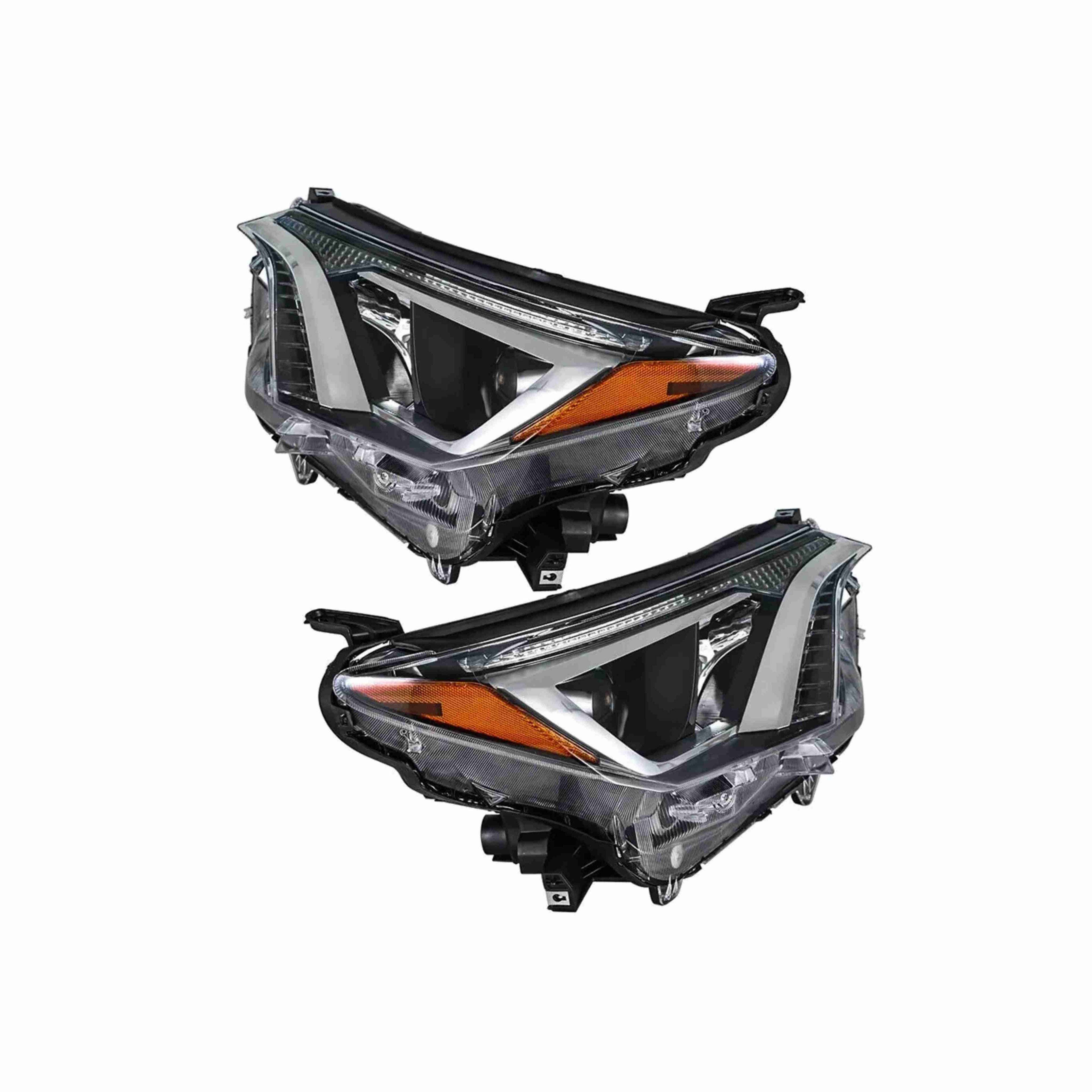 For 2016-2018 Toyota RAV4 Headlights Black Headlamp Assembly Halogen Left+Right