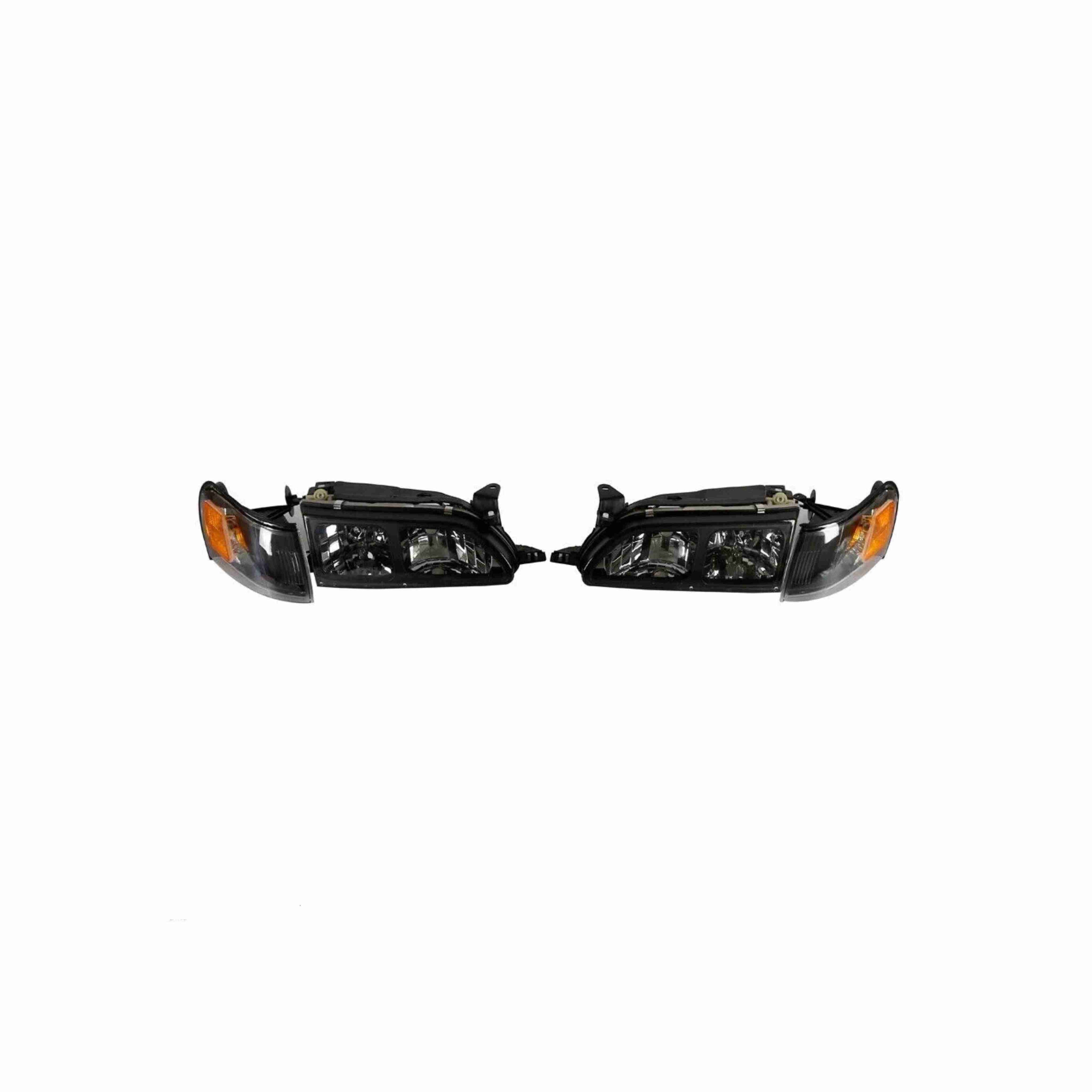 For 1993-1997 Toyota Corolla DX Clear Headlight Black Lamp+Corner Left+Right Set
