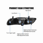 For 1998-2002 Honda Accord 4door Clear Lens Headlight Black Headlamp Left+Right