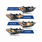 For 2017-2018 Hyundai Elantra Halogen Clear Lens Headlight HeadLamp Housing Black W/Bulb Left+Right