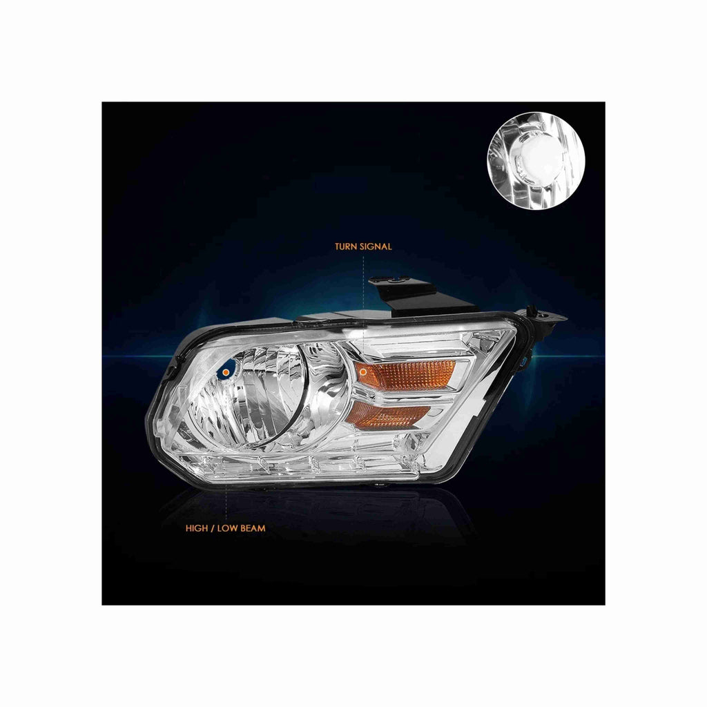 For 2010-2014 Ford Mustang Housing Chrome Headlight Amber Corner Lamp Left+Right