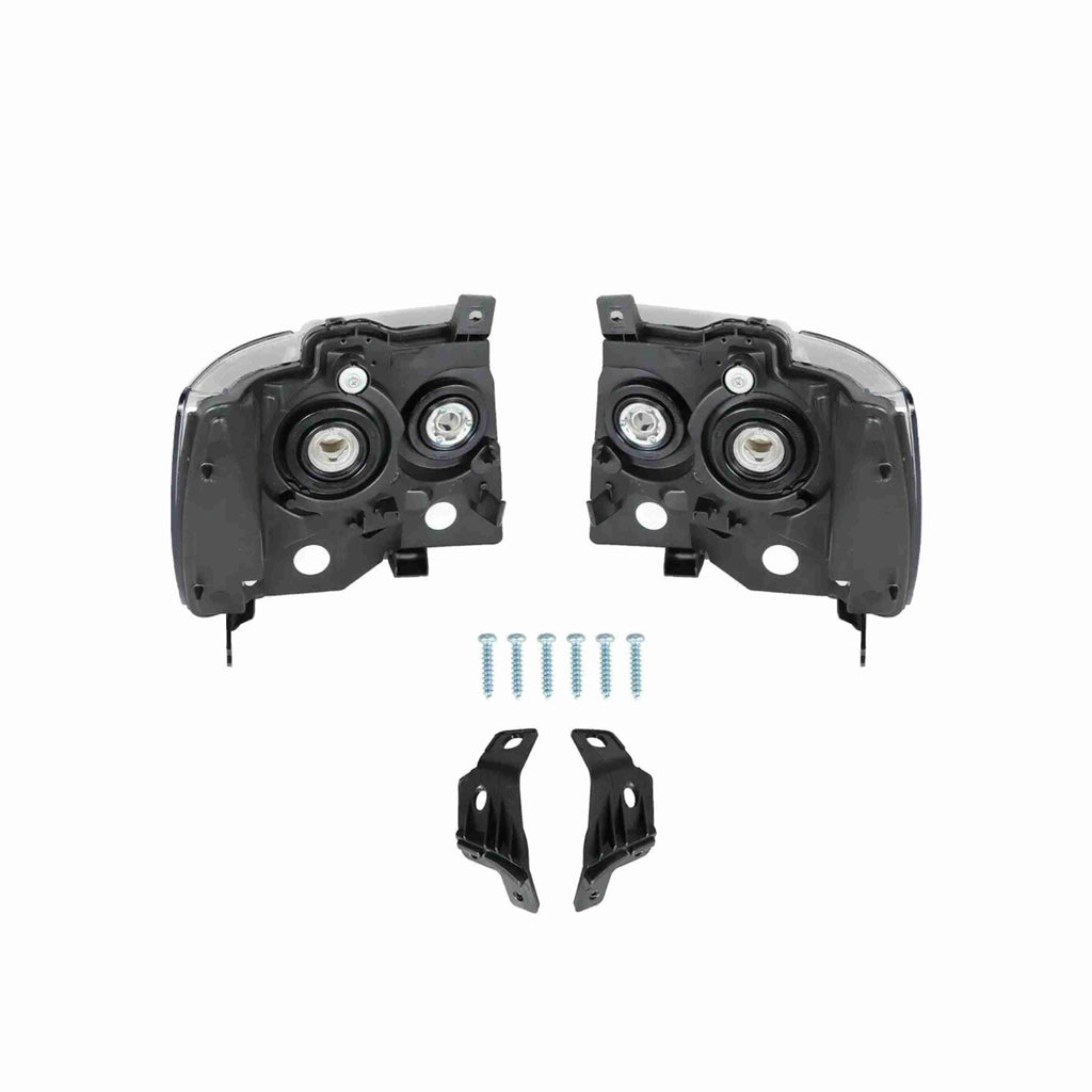 For 2007-2014 Chevrolet Tahoe Suburban Avalanche Black Headlamps Clear Lens Headlights Left+Right