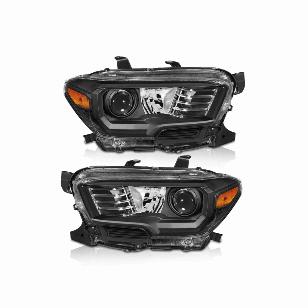 For 16-21 Toyota Tacoma Black Projector Headlight Lamp DRL W/O LED Left+Right