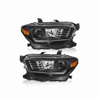 For 16-21 Toyota Tacoma Black Projector Headlight Lamp DRL W/O LED Left+Right
