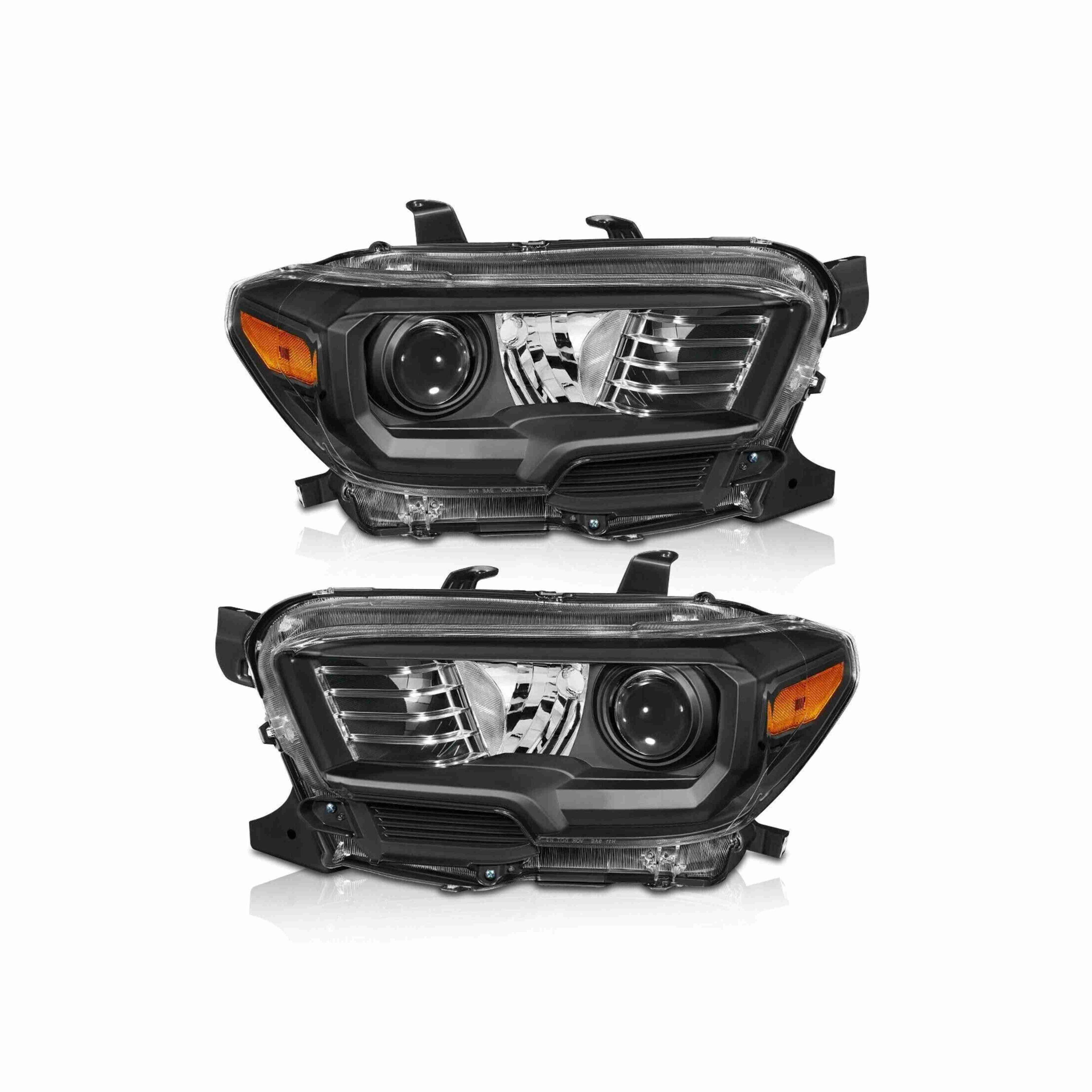 For 16-21 Toyota Tacoma Black Projector Headlight Lamp DRL W/O LED Left+Right