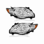 For 2009-2010 Toyota Corolla Headlights Housing Chrome Clear Lamp Left+Right Set