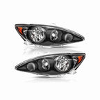 For 2005-2006 Toyota Camry Halogen Clear Lens Headlights Housing Black Headlamps Left+Right