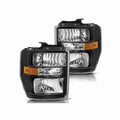 For 2008-2019 Ford E-350 Super Duty 08-14 E-150 Headlight Lamp Black Left+Right
