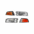 For 1997-2001 Mitsubishi Mirage Sedan Lamp Headlight+Corner Chrome Left+Right
