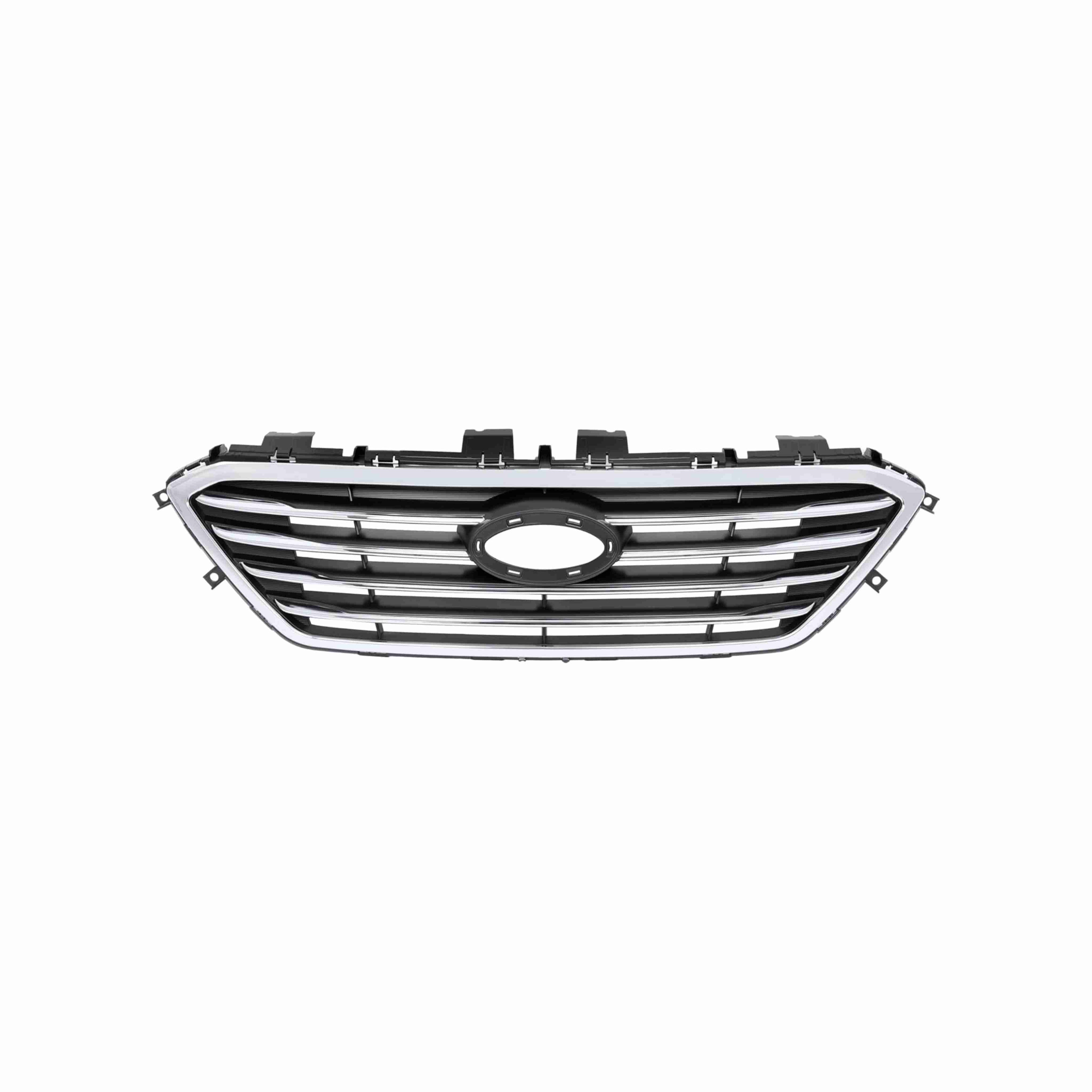 For 2015-2017 Hyundai Sonata Front Bumper Upper Grille Black Chrome Trim Grill