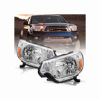 For 2012-2015 Toyota Tacoma Chrome Housing Headlights Headlamps Clear Lens Left+Right Set
