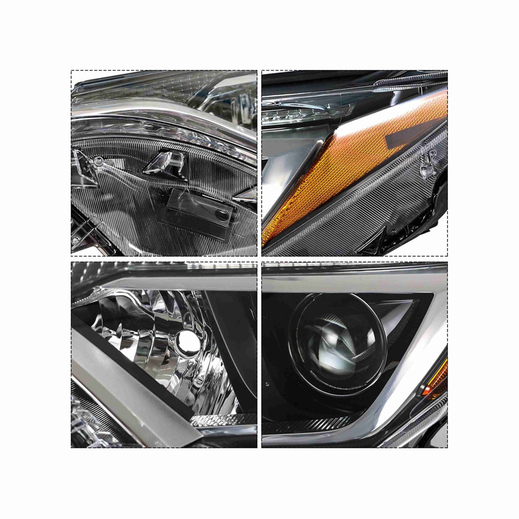 For 2016-2018 Toyota RAV4 Headlights Black Headlamp Assembly Halogen Left+Right