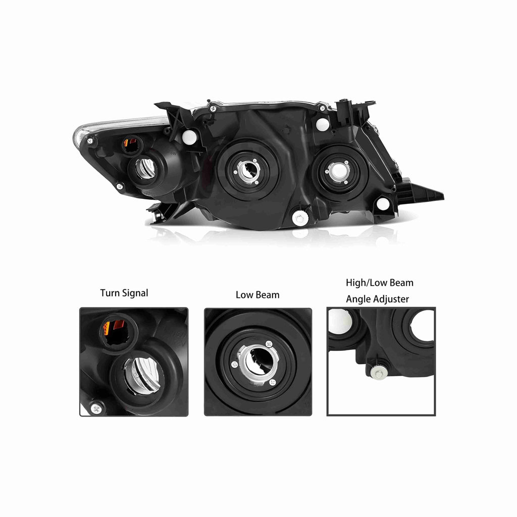 For 2009-2010 Toyota Corolla Clear Lens Headlights HeadLamps Housing Black Left+Right