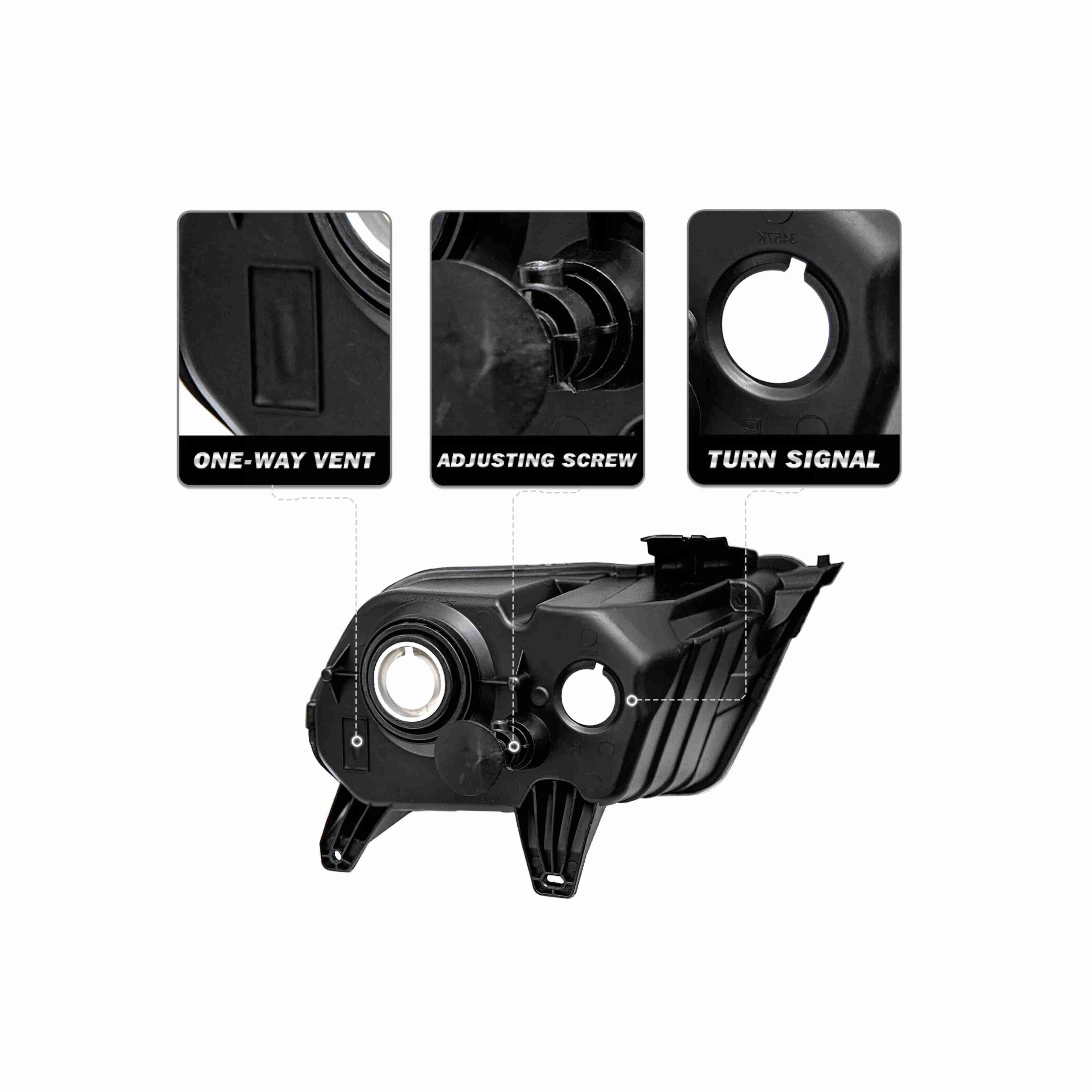For 2010-2014 Ford Mustang Black Housing Headlight Chrome Corner Lamp Left+Right