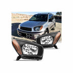 For 2001-2003 Toyota RAV4 Sport Clear Headlights Black Headlamps Set Left+Right