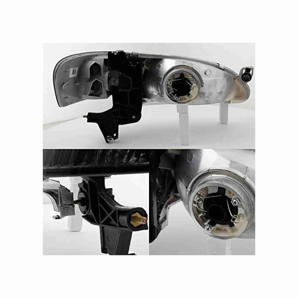For 1998-2000 Toyota Corolla Black Housing Headlamp Clear Headlight Left+Right