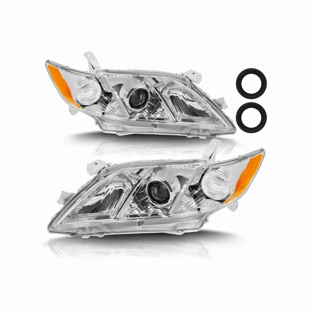 For 2007-2009 Toyota Camry Projector Headlight Chrome Clear Lamp Right+Left