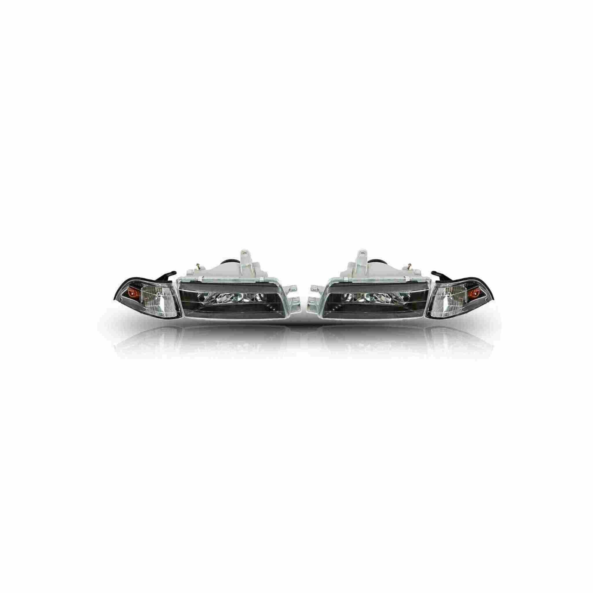For 1988-1992 Toyota Corolla Sedan EE90-E92-AE90 Headlight Black Lamp Left+Right