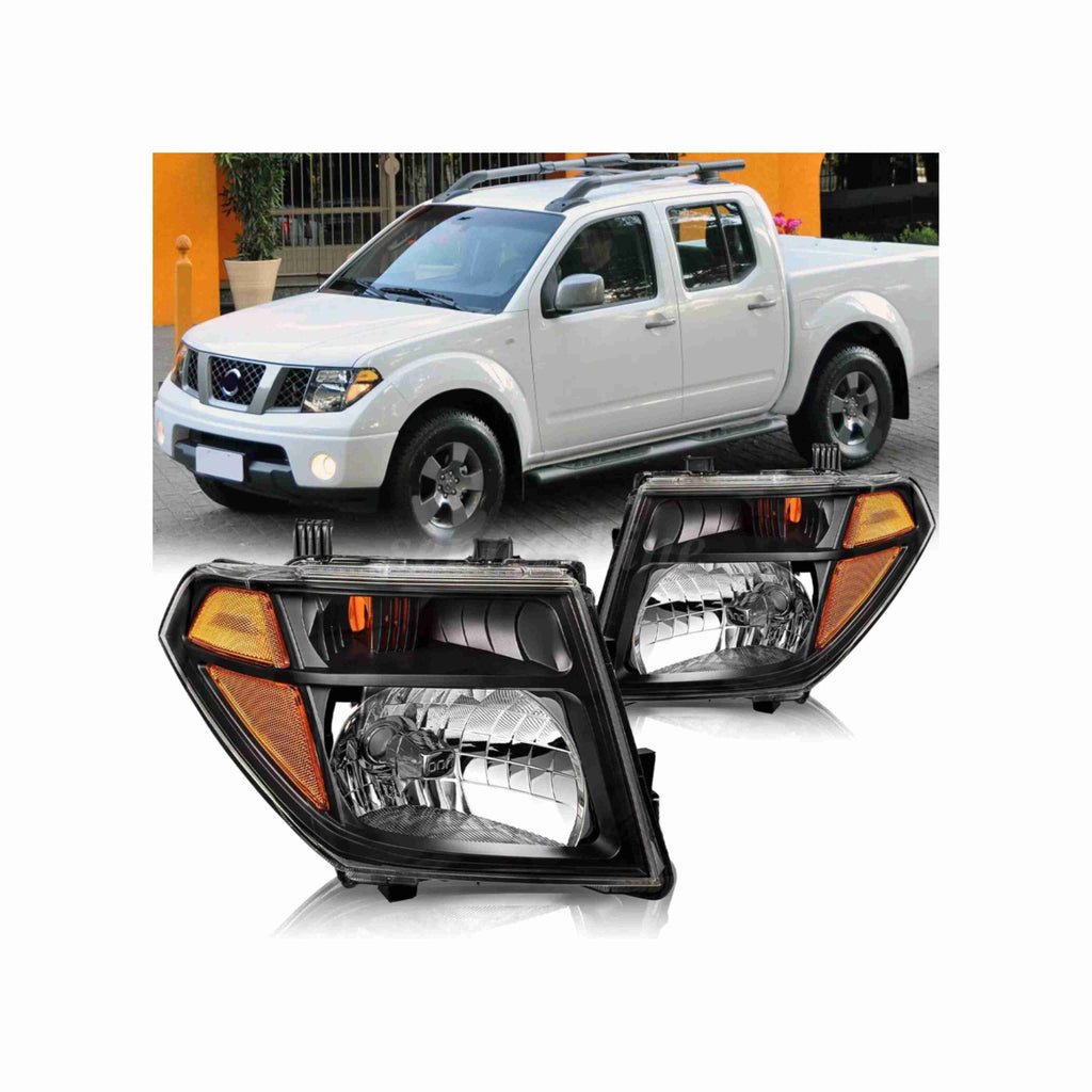 For 05-08 Nissan Frontier 05-07 Pathfinder Black Housing Headlamp Clear Lens Headlight Left+Right