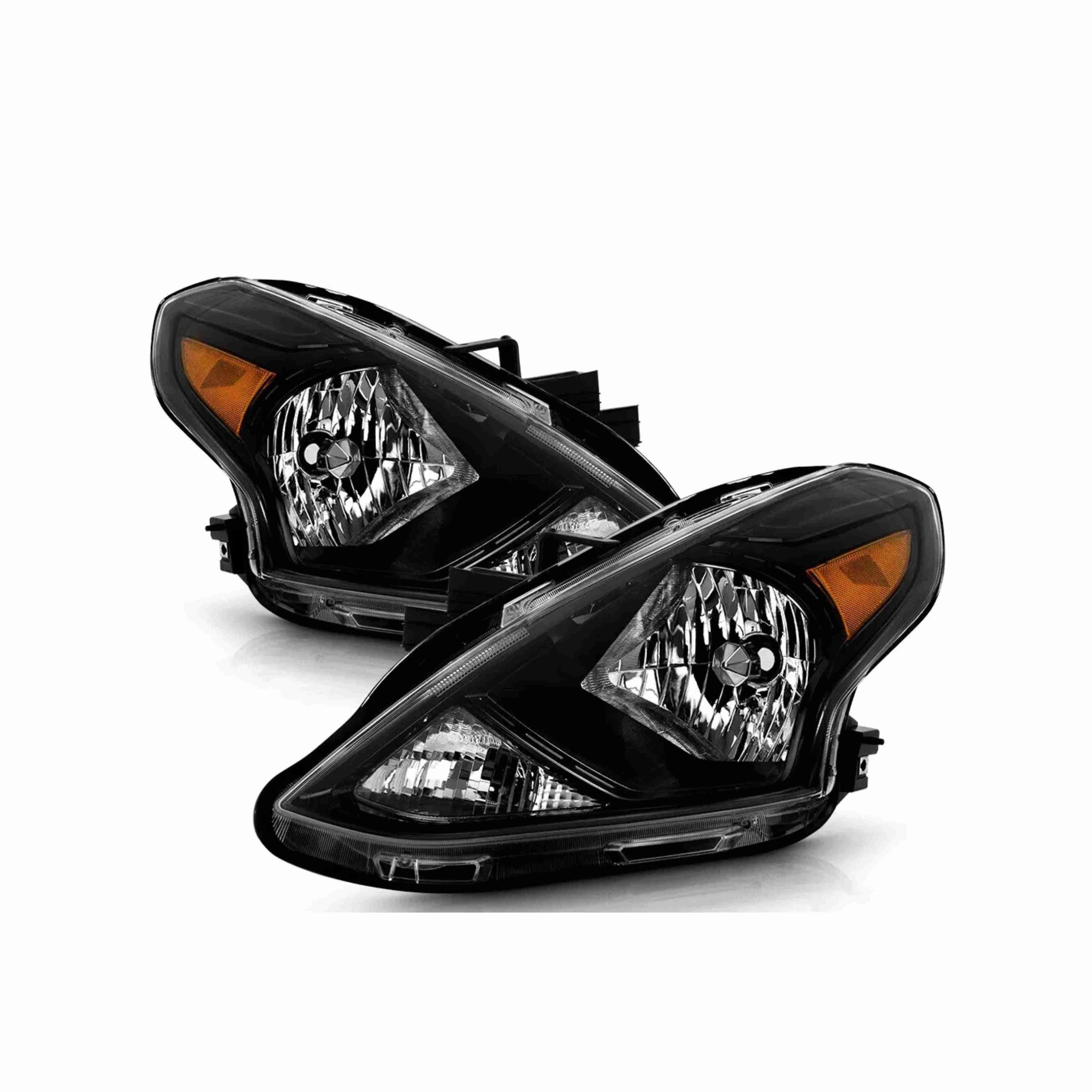 For 2015-2019 Nissan Versa Housing Black Headlamp Clear Headlight Left+Right