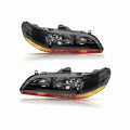 For 1998-2002 Honda Accord 4door Clear Lens Headlight Black Headlamp Left+Right