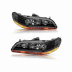 For 1998-2002 Honda Accord 4door Clear Lens Headlight Black Headlamp Left+Right