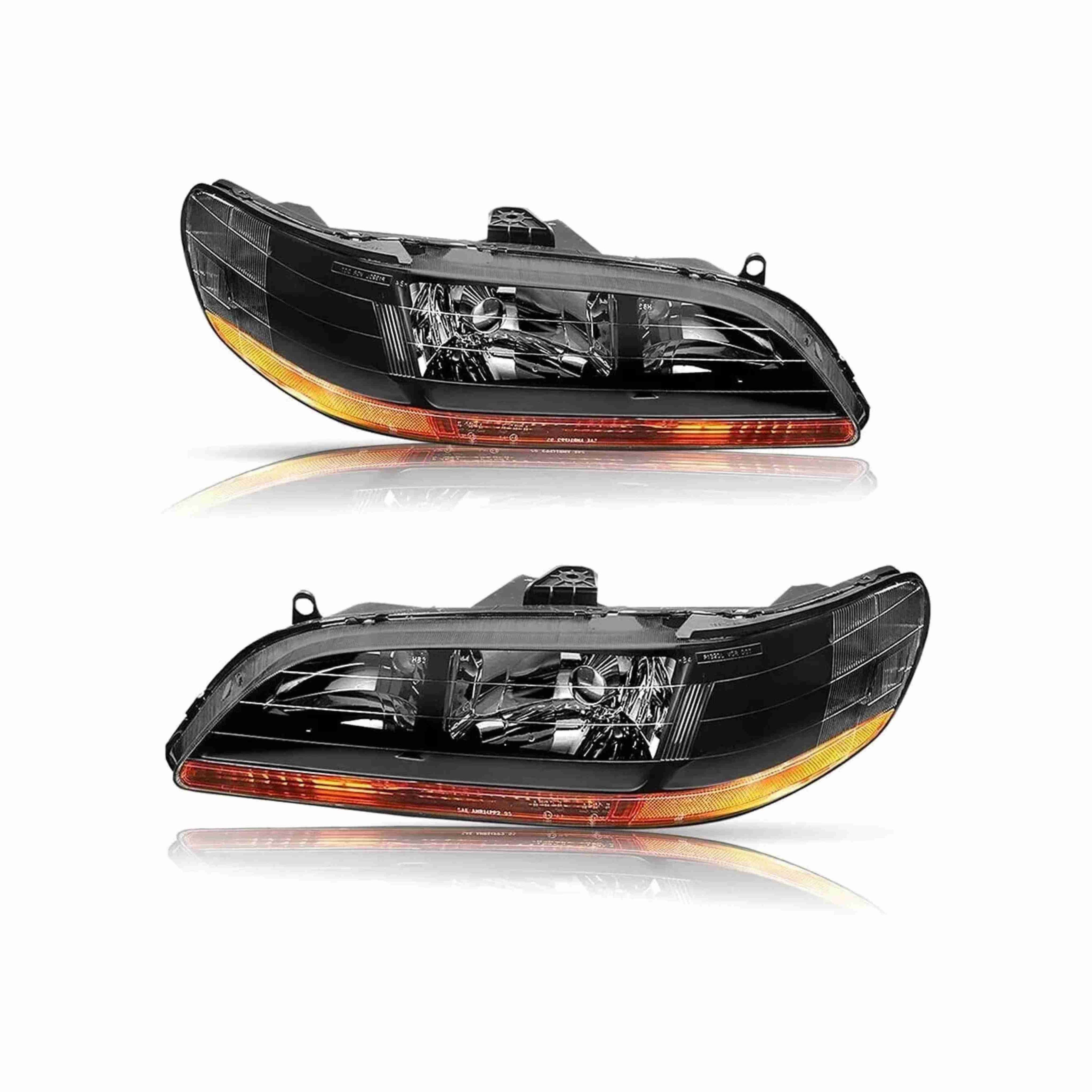 For 1998-2002 Honda Accord 4door Clear Lens Headlight Black Headlamp Left+Right