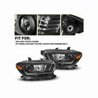 For 16-21 Toyota Tacoma Black Projector Headlight Lamp DRL W/O LED Left+Right