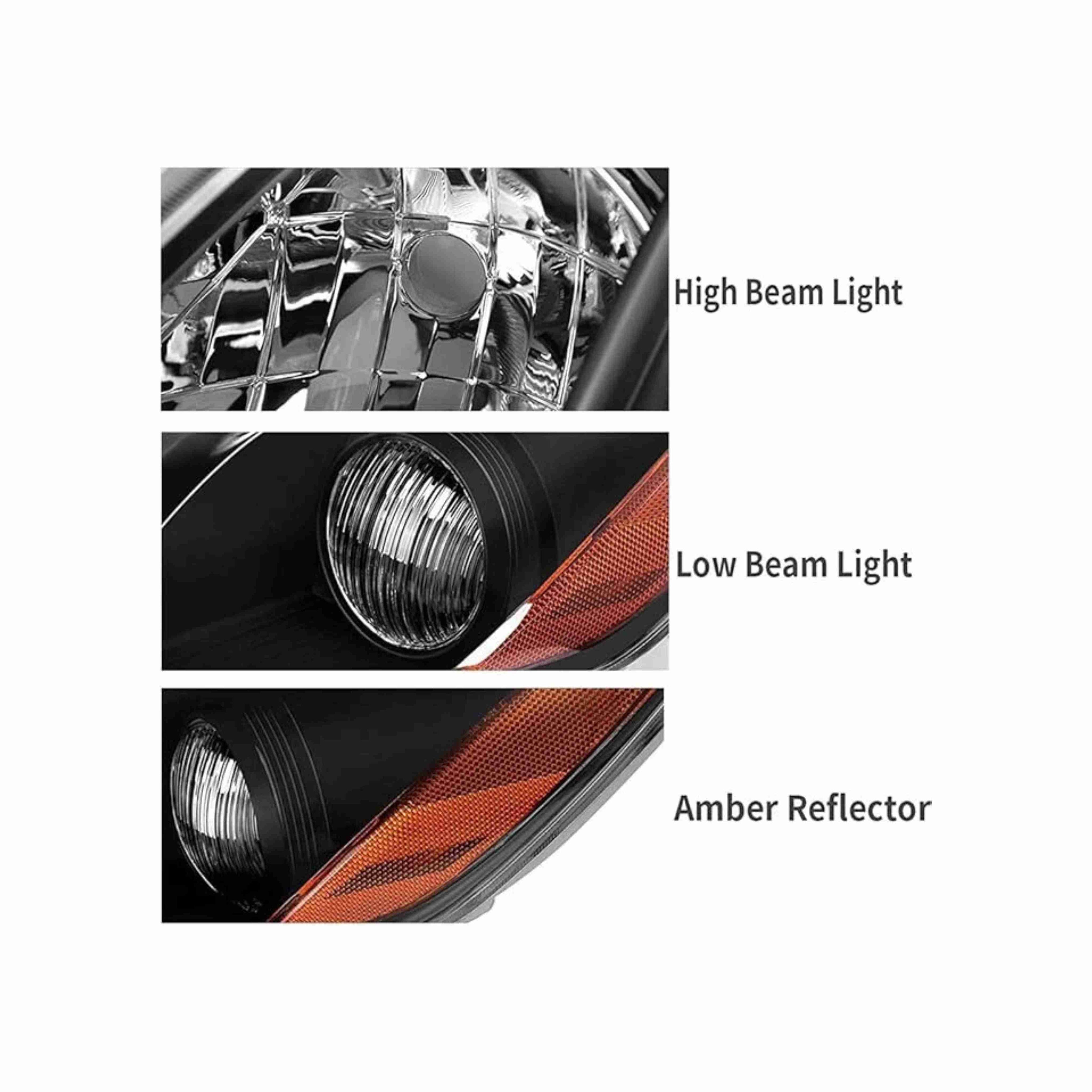 For 2007-2009 Toyota Camry Projector Clear Headlight Black Headlamp Left+Right