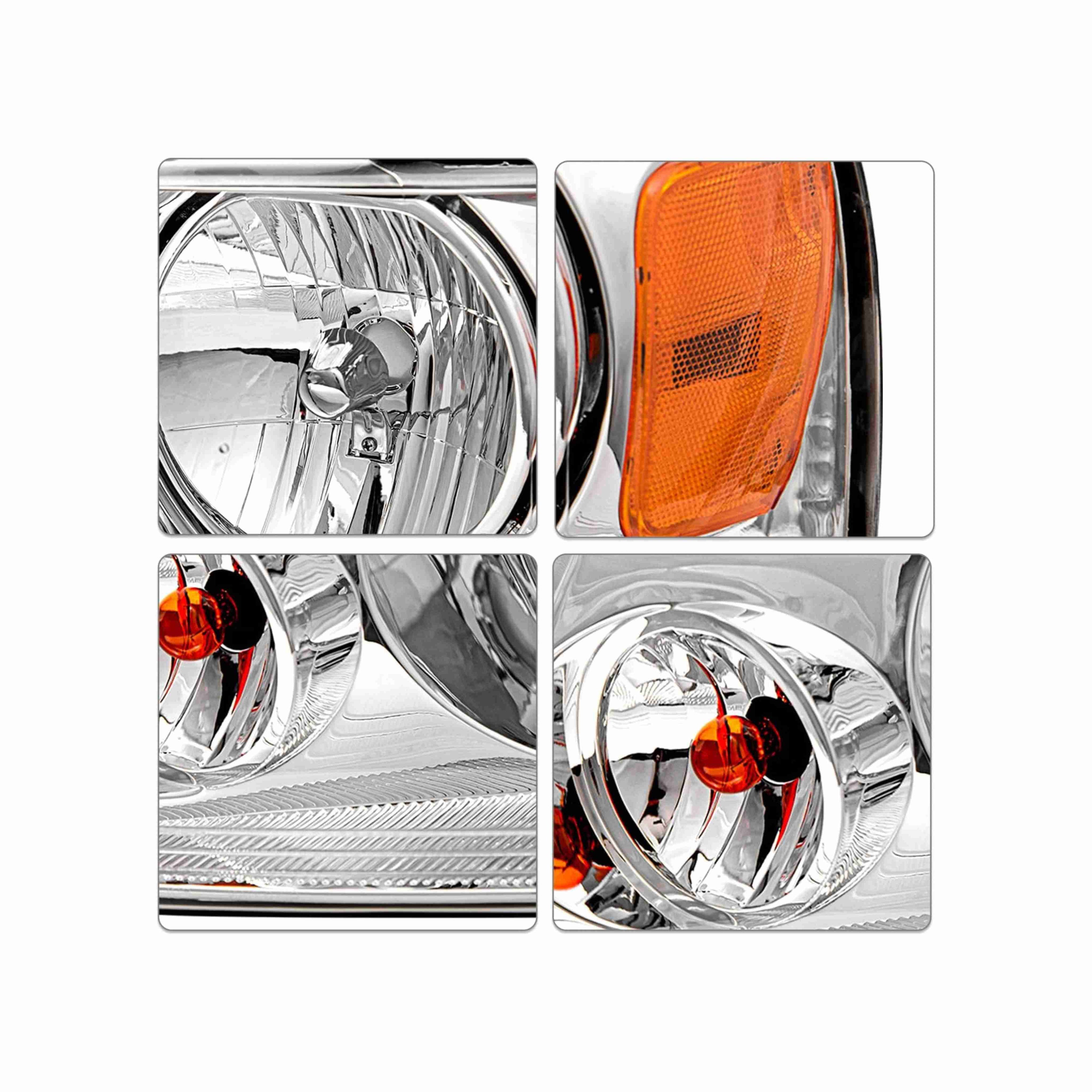 For 04-08 Ford F-150 Lincoln 06-08 Mark LT Headlight HeadLamps Chrome Left+Right