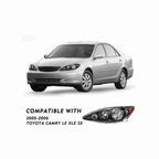For 2005-2006 Toyota Camry Halogen Clear Lens Headlights Housing Black Headlamps Left+Right
