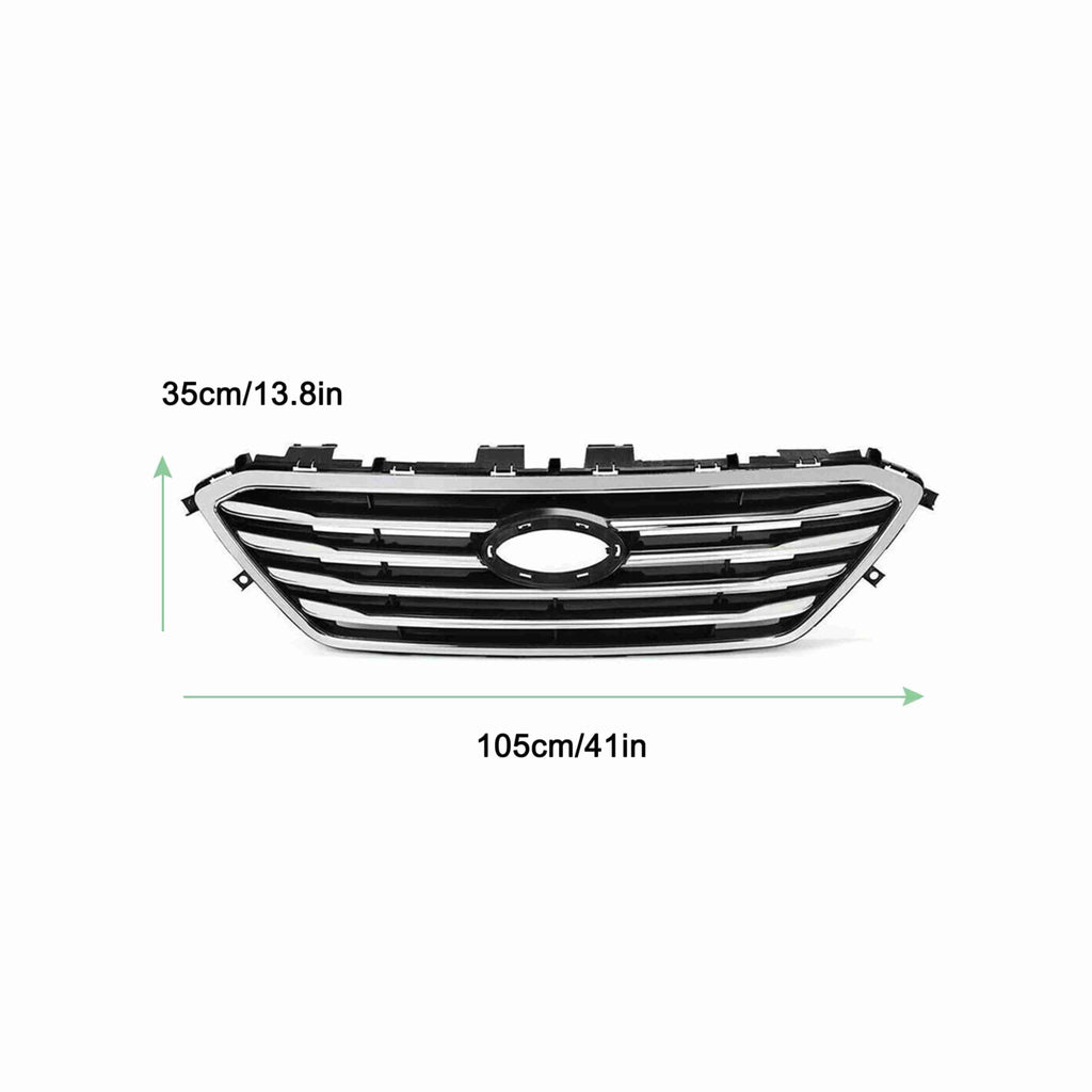 For 2015-2017 Hyundai Sonata Front Bumper Upper Grille Black Chrome Trim Grill