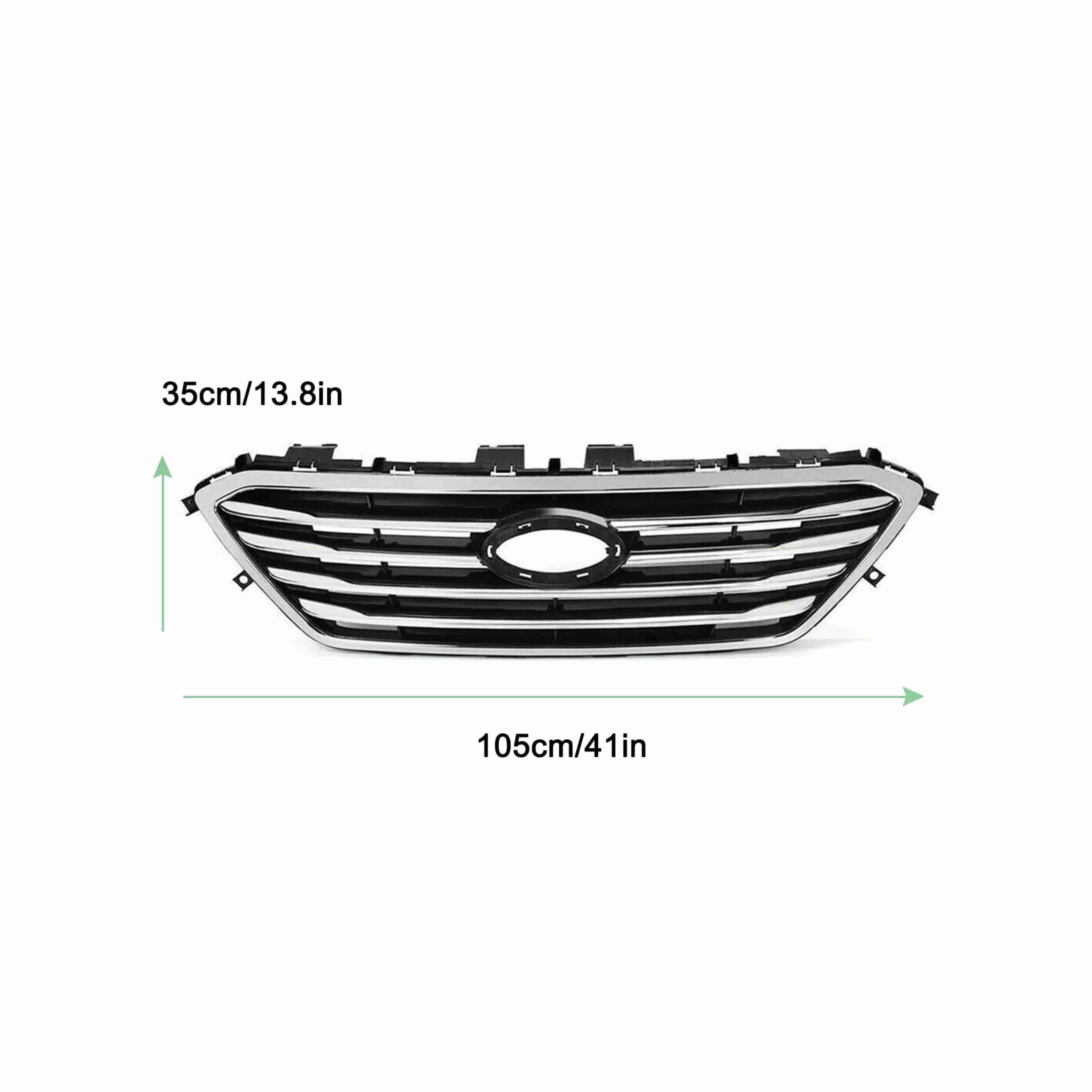 For 2015-2017 Hyundai Sonata Front Bumper Upper Grille Black Chrome Trim Grill