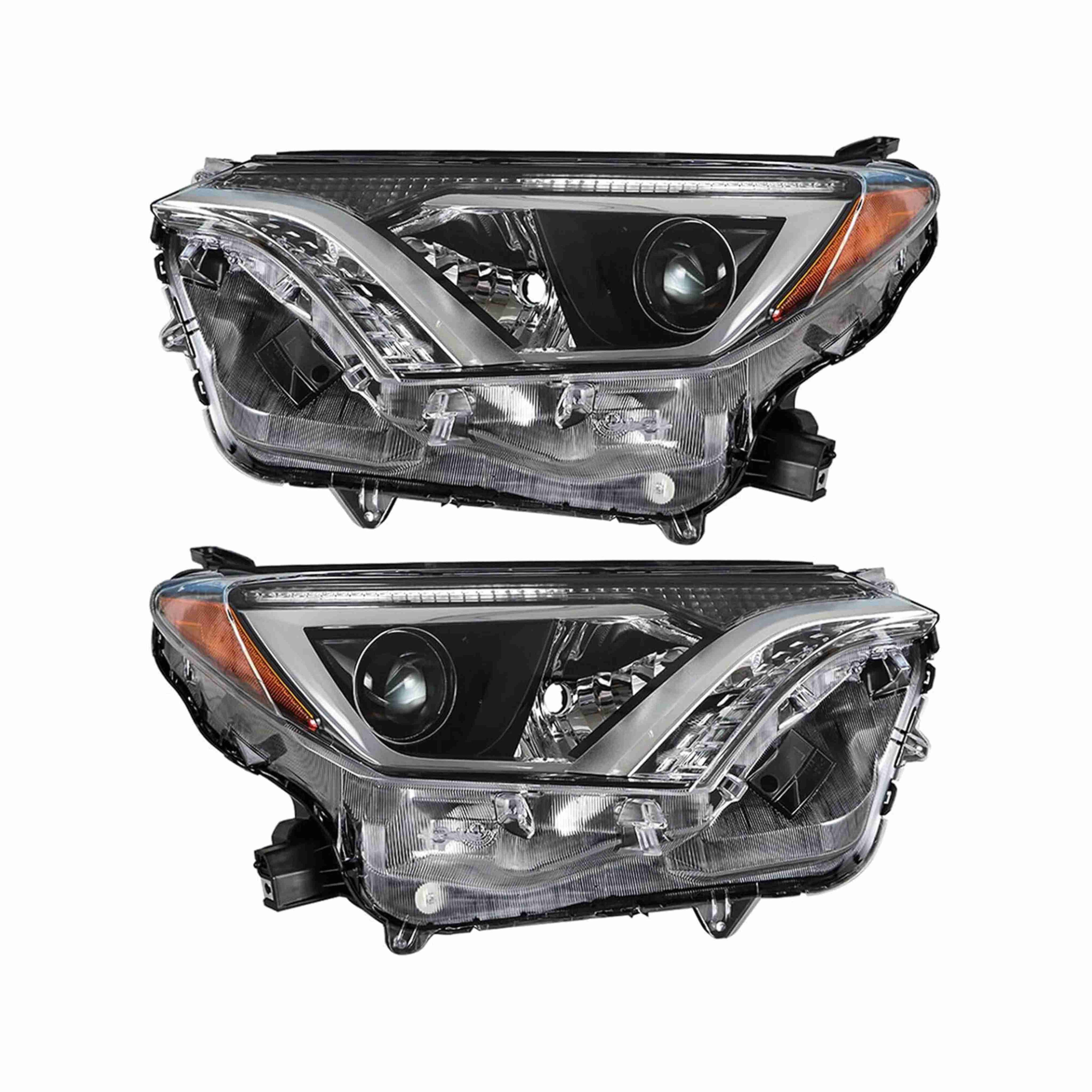 For 2016-2018 Toyota RAV4 Headlights Black Headlamp Assembly Halogen Left+Right