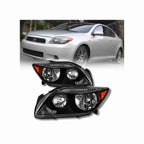 For 2005-2007 Scion tC Coupe Clear Lens Headlights Black Housing Headlamps Left+Right