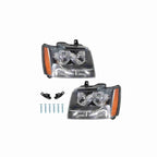 For 2007-2014 Chevrolet Tahoe Suburban Avalanche Black Headlamps Clear Lens Headlights Left+Right