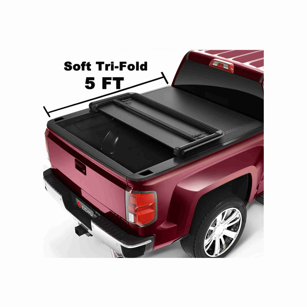 For 2005-2023 Nissan Frontier 3 Truck Bed Fold Tonneau Cover Waterproof Soft 5Ft