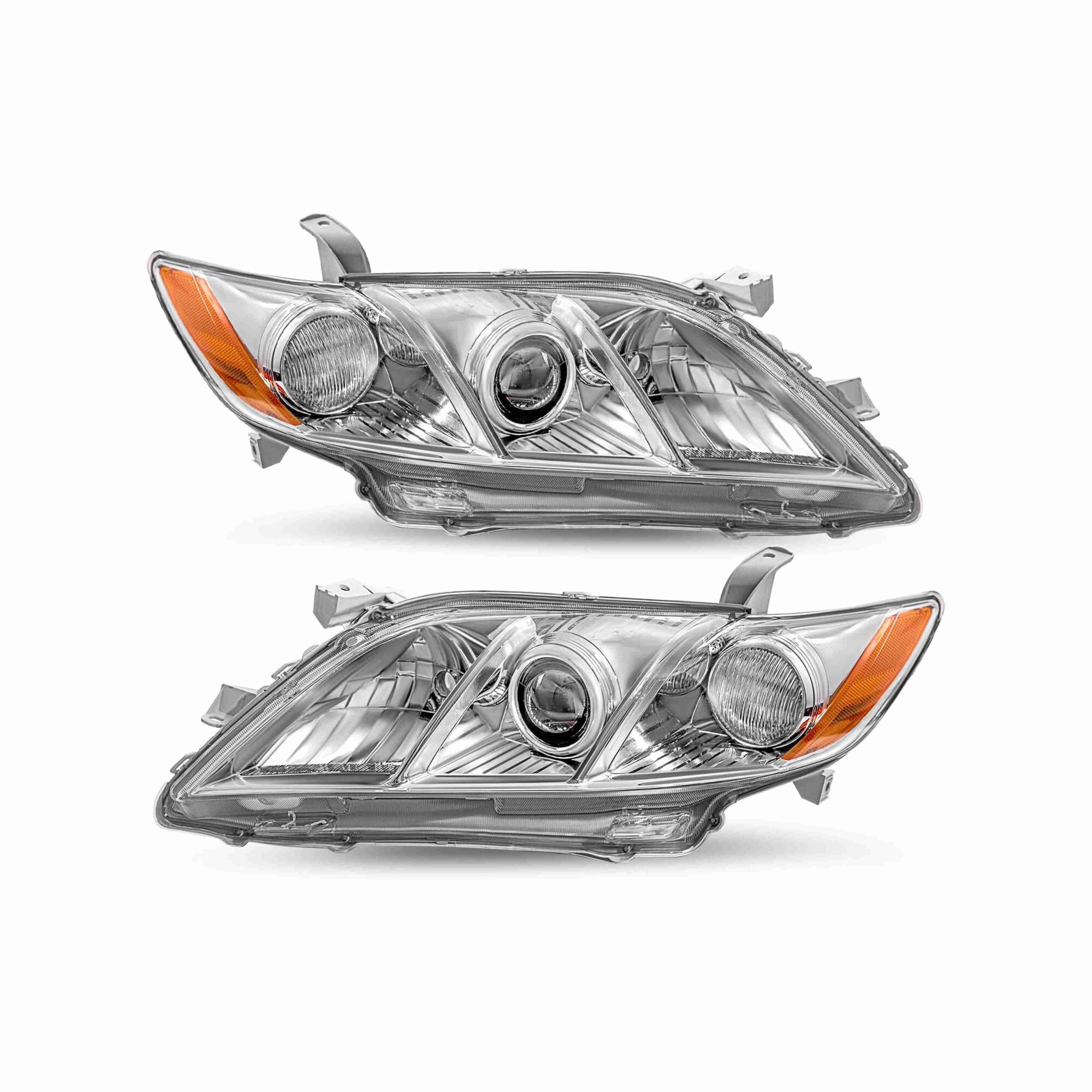 For 2007-2009 Toyota Camry Projector Headlight Chrome Clear Lamp Right+Left