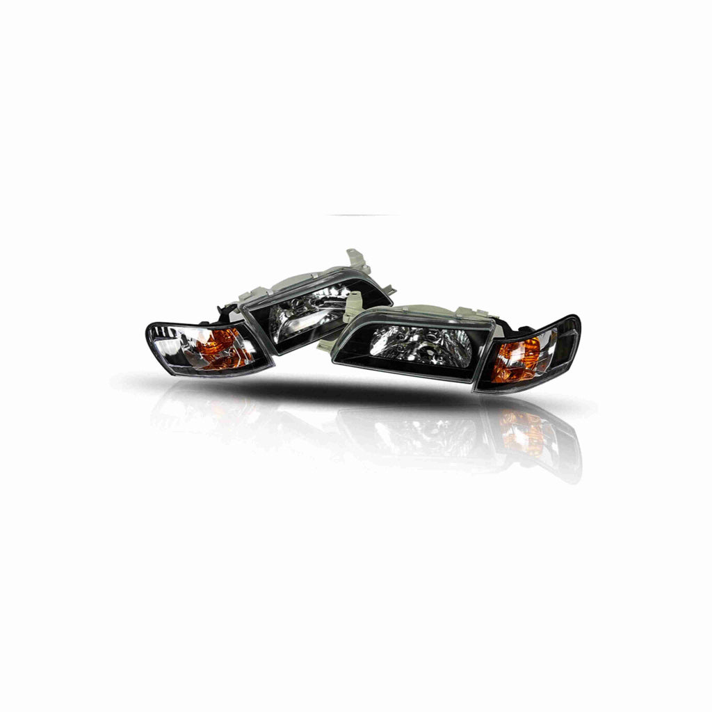 For 1993-1997 Toyota Corolla Headlights Housing Black Headlamp+Corner Left+Right
