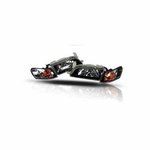 For 1993-1997 Toyota Corolla Headlights Housing Black Headlamp+Corner Left+Right