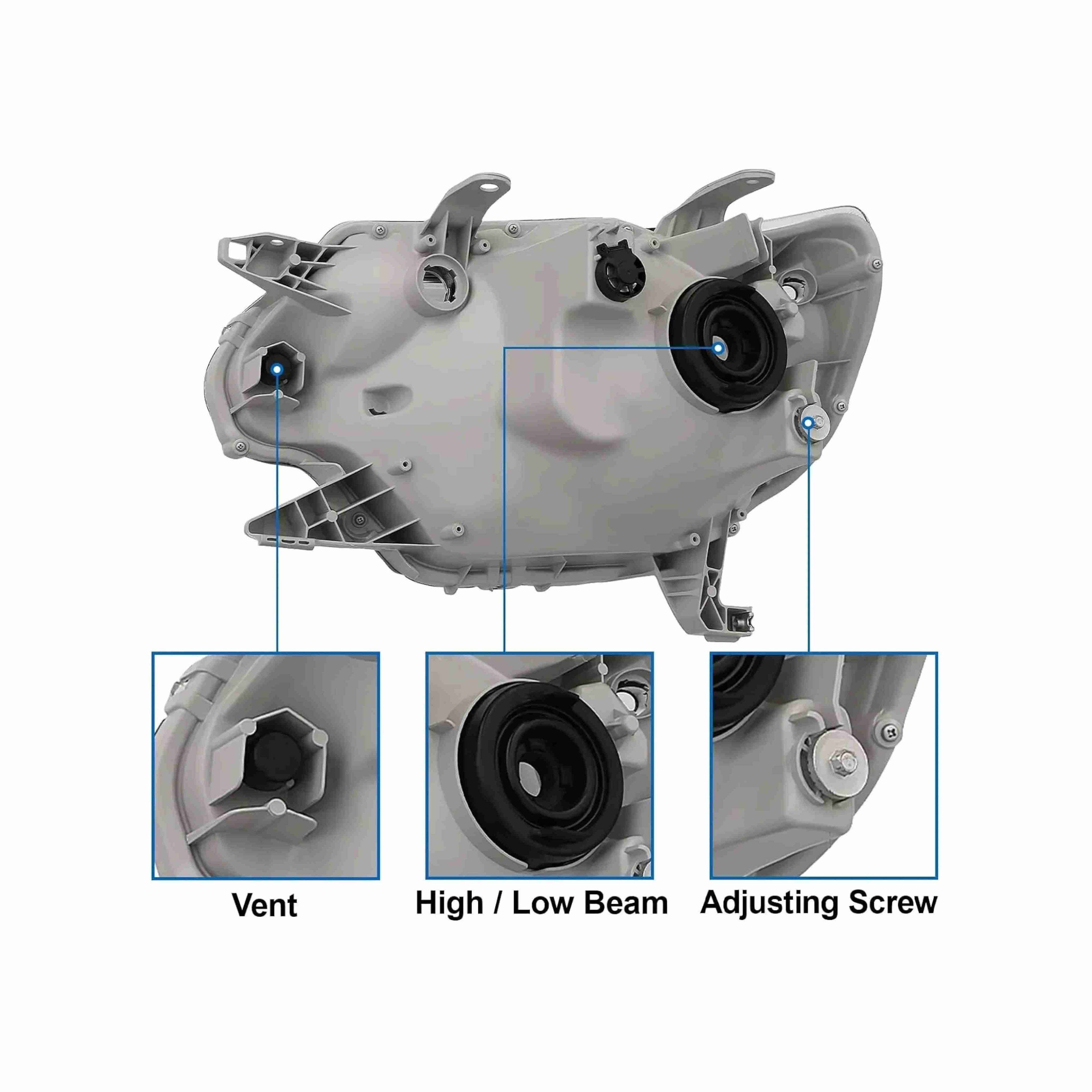 For 2012-2015 Toyota Tacoma Black Headlamp Clear Lens Headlight Left+Right