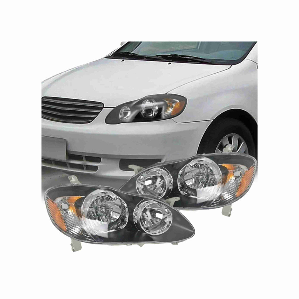 For 2003-2008 Toyota Corolla Clear Headlight Housing Black Headlamps Left+Right