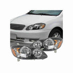 For 2003-2008 Toyota Corolla Clear Headlight Housing Black Headlamps Left+Right